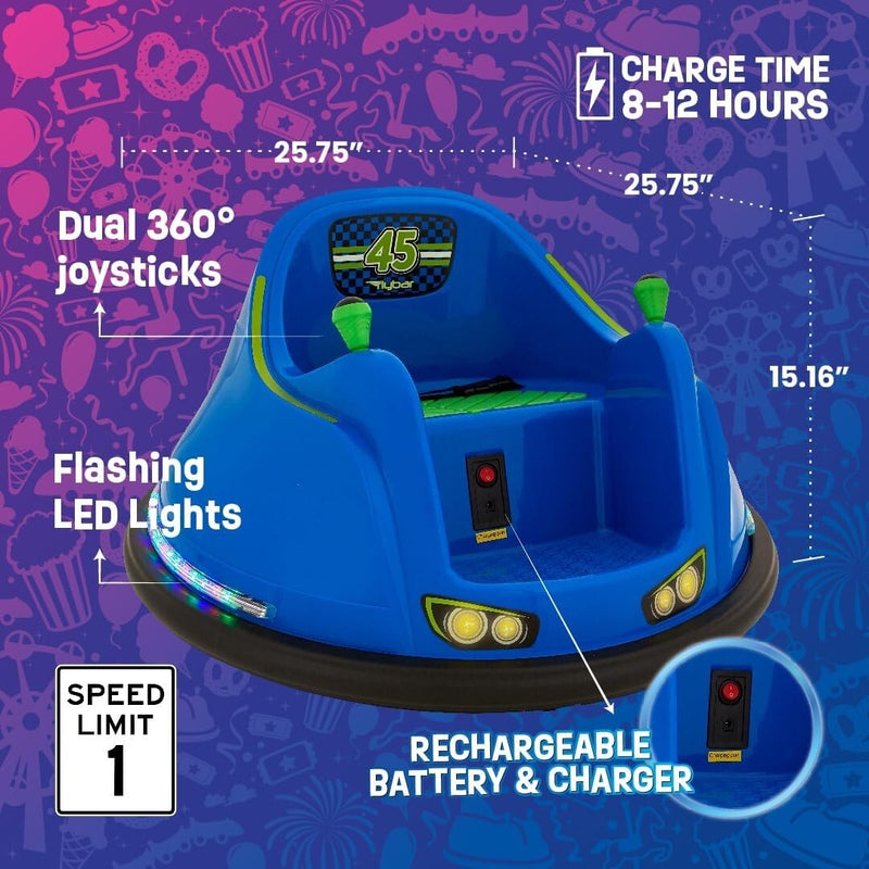 Electric 6V Bumper Ride-On Car for Kids and Toddlers in Blue and Green Magic Cars 3