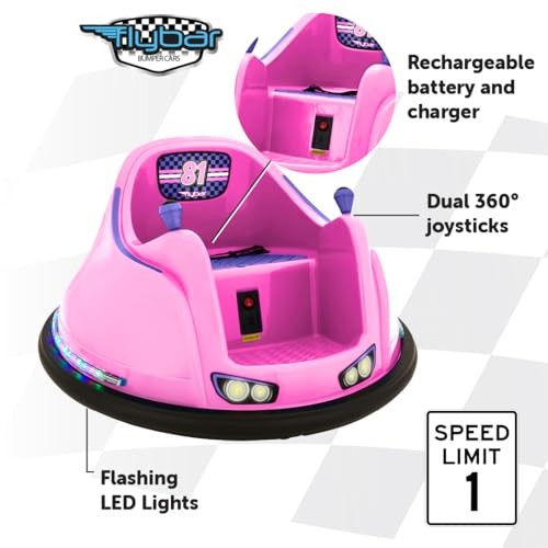 Large 6V Pink and Purple Toddler Bumper Car for Fun Park Play Magic Cars 3