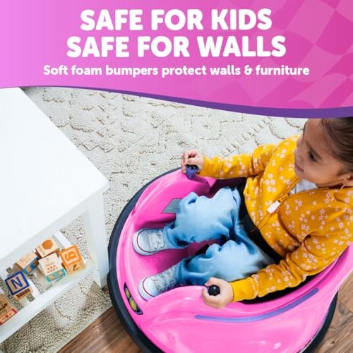 Large 6V Pink and Purple Toddler Bumper Car for Fun Park Play Magic Cars 4