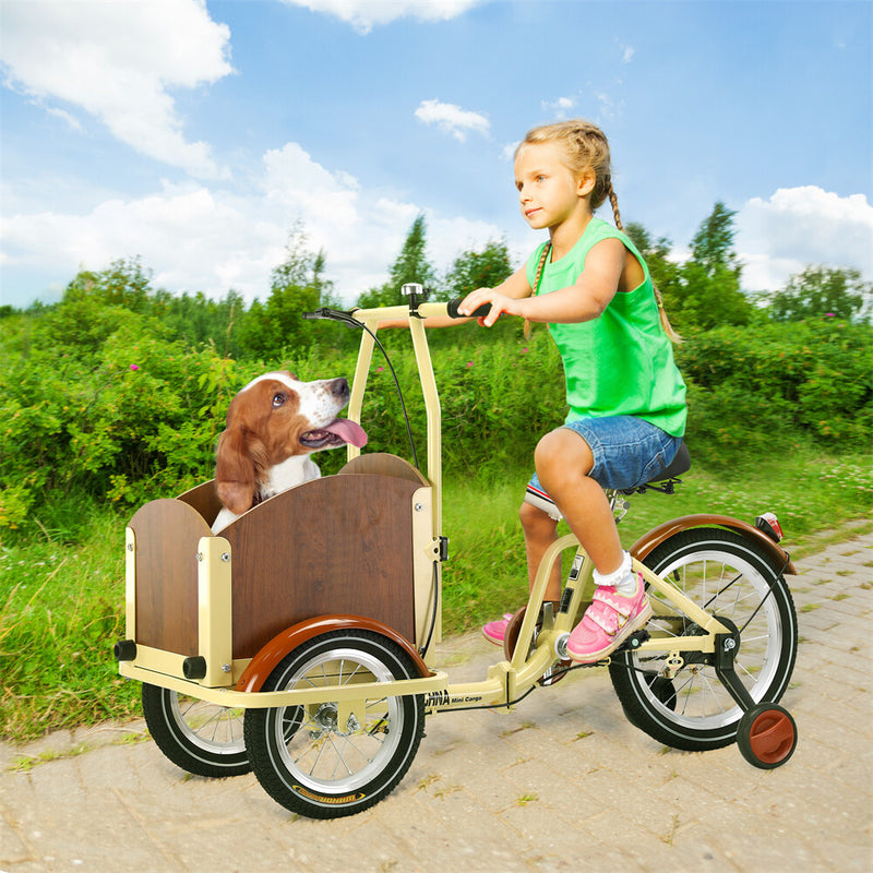 Foldable Cargo Tricycle with Reversible Seat, Front Basket & Training Wheels for Ages 6-12 Magic Cars 8