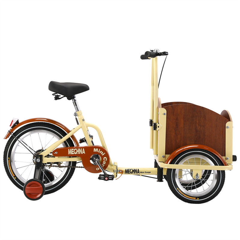 Foldable Cargo Tricycle with Reversible Seat, Front Basket & Training Wheels for Ages 6-12 Magic Cars 9