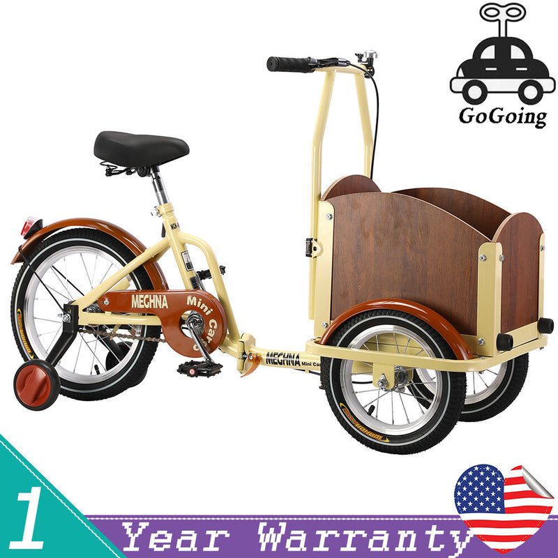 Foldable Cargo Tricycle with Reversible Seat, Front Basket & Training Wheels for Ages 6-12 Magic Cars Variant 0