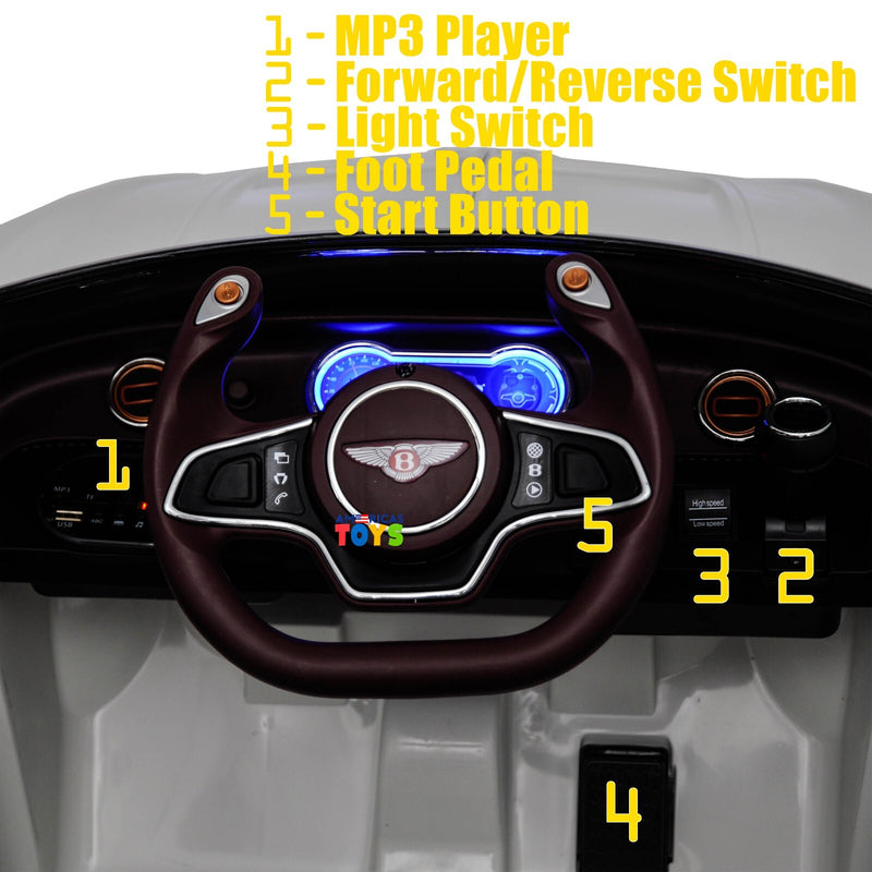 12V Licensed Bentley Ride-On Car for Kids with Remote Control, MP3, and Radio in Multiple Colors Magic Cars 8