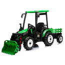 Kids 24V Ride-On Pedal Tractor with Loader, Backhoe, and Trailer - Green Magic Cars Variant 0