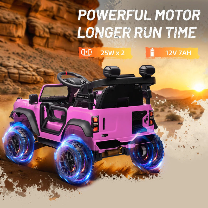 12V Pink Kids Electric Ride-On Truck with Remote Control - Ford Bronco Raptor Design Magic Cars 3