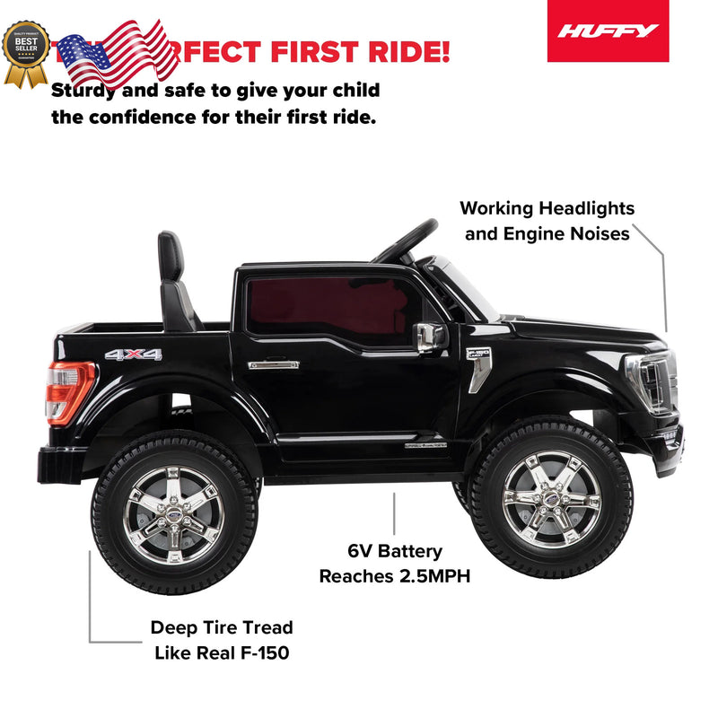 6V Battery-Powered Kids Ride-On Truck Black F-150 Platinum Model Magic Cars 4