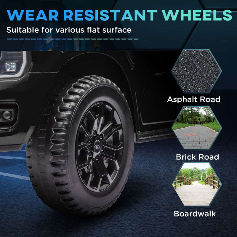 12V Licensed Ford Ranger Kids Ride-On Car with Toy Storage, Black Magic Cars 10