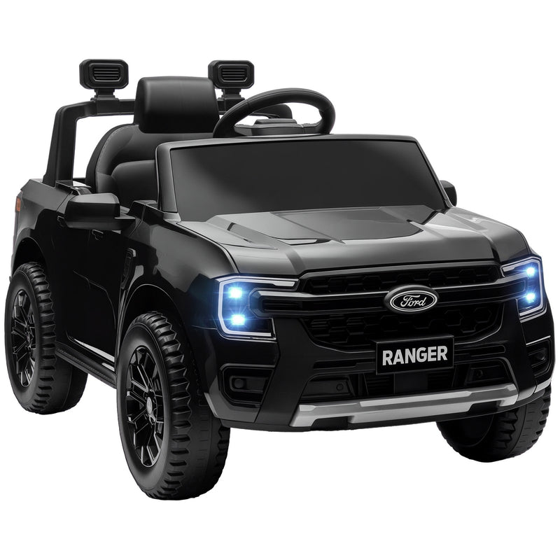 12V Licensed Ford Ranger Kids Ride-On Car with Toy Storage, Black Magic Cars 2
