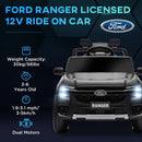12V Licensed Ford Ranger Kids Ride-On Car with Toy Storage, Black Magic Cars 4