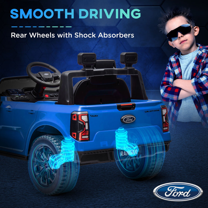 12V Licensed Kids Ride-On Ford Ranger Car with Toy Storage Blue Magic Cars 7