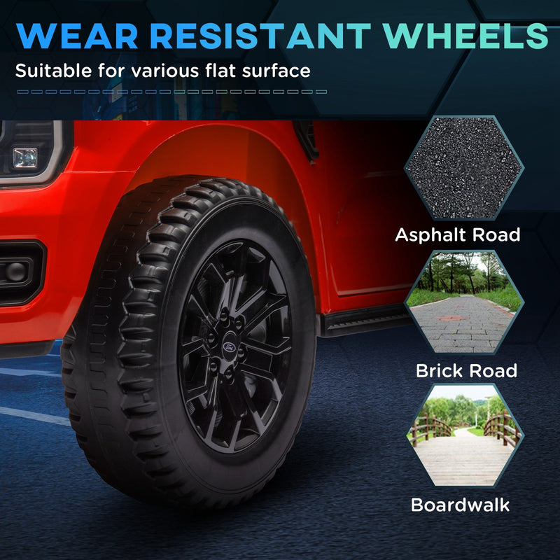 12V Licensed Ford Ranger Kids Ride-On Car with Toy Storage, Red Magic Cars 10