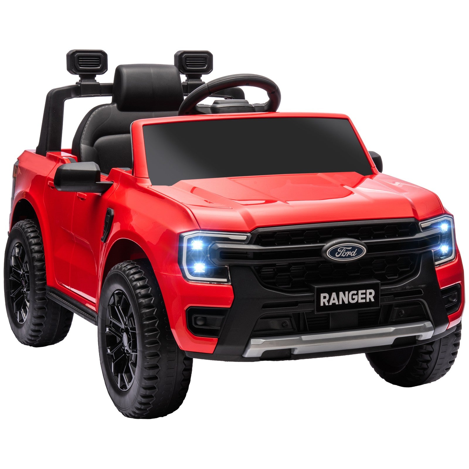 12V Licensed Ford Ranger Kids Ride-On Car with Toy Storage, Red