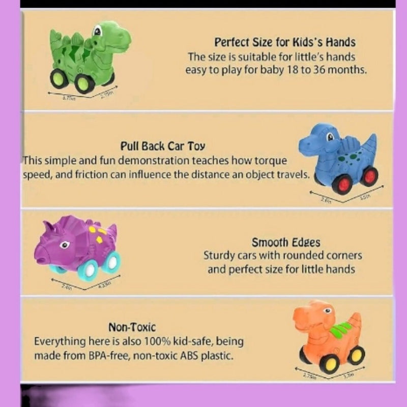 5-Pack Friction-Powered Pull-Back Dino Cars with Carrier Truck Magic Cars 6