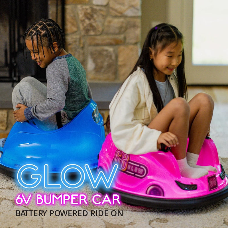 6V Blue Glow Bumper Car for Toddlers with 360° Spin and Bumping Action Magic Cars 7