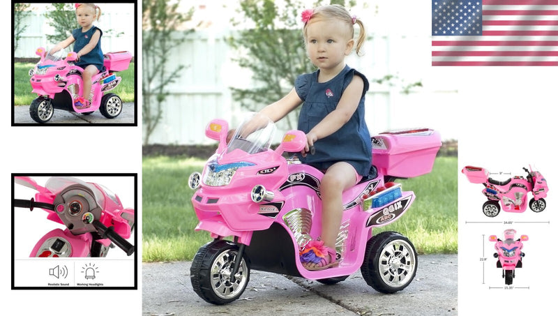Safe Kids 3-Wheel Electric Ride-On Motorcycle with Reverse and Light Magic Cars 1