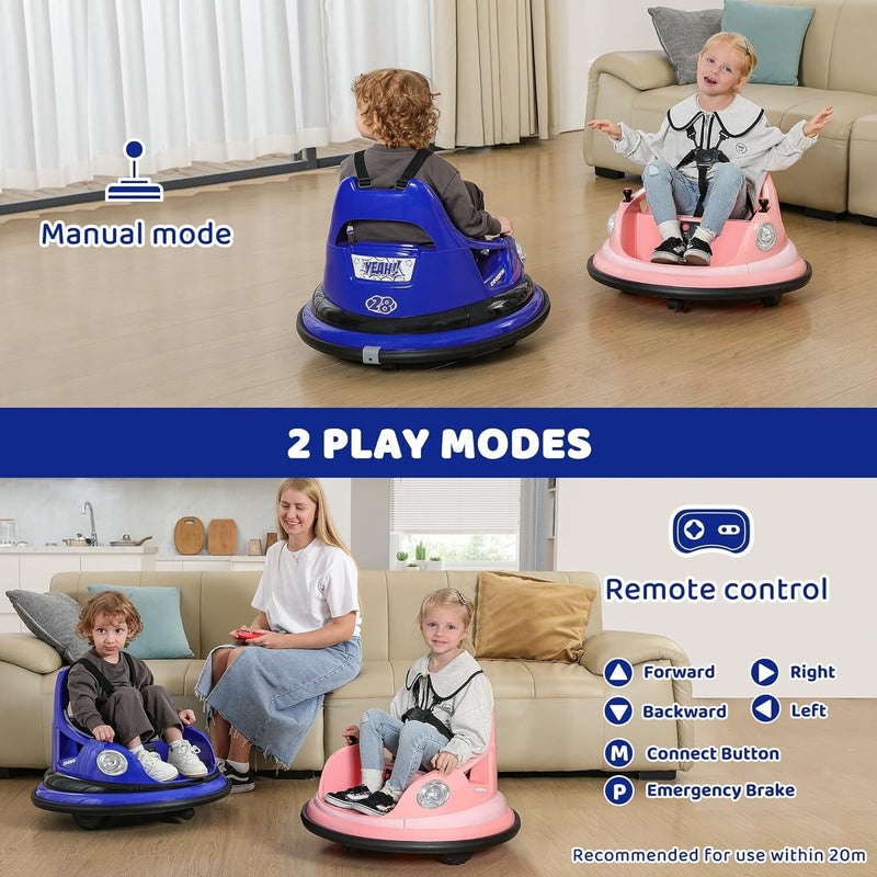 Ride-On Bumper Car with 2 Speed Settings, 5 LED Lights, and Parent Remote Control Magic Cars 5