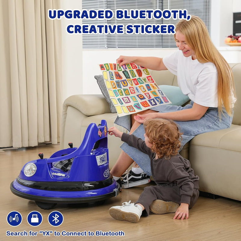 Ride-On Bumper Car with 2 Speed Settings, 5 LED Lights, and Parent Remote Control Magic Cars 7