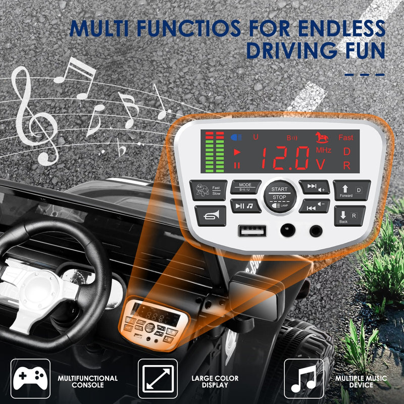 12V Kids Ride-On Truck with Remote Control Bluetooth Music and LED Lights Black Magic Cars 3