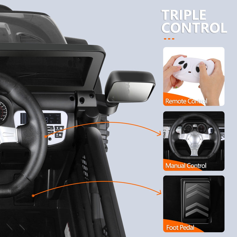 12V Kids Ride-On Truck with Remote Control Bluetooth Music and LED Lights Black Magic Cars 6