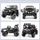 12V Kids Ride-On Truck with Remote Control Bluetooth Music and LED Lights Black Magic Cars 9