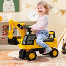 Functional Kids Ride-On Excavator Toy with Rotatable Digging Bucket Yellow Magic Cars 2