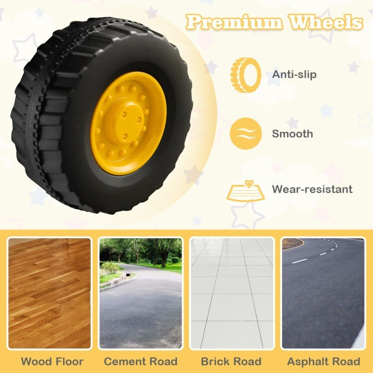 Functional Kids Ride-On Excavator Toy with Rotatable Digging Bucket Yellow Magic Cars 8