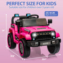 12V Pink Remote Control Ride-On Truck for Kids with LED Lights, Music, and Adjustable Speeds Magic Cars 2