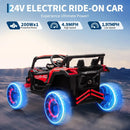 Red 24V Ride-On UTV with 200W Motor, 2-Seater, Remote Control, and LED Lights Magic Cars 2