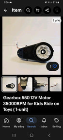 12V 550 Gearbox Motor 40000RPM for Kids Ride-On Toys - 1 Unit Magic Cars 0