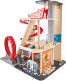 Gearhead Stunt Garage Wooden Playset with Car Parking and Elevator for Kids Magic Cars 1