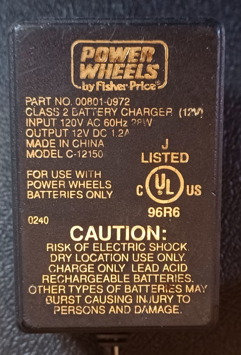 OEM 12 Volt Power Wheels Battery and Charger Replacement Part 00801-0972 C-12150 Magic Cars 1