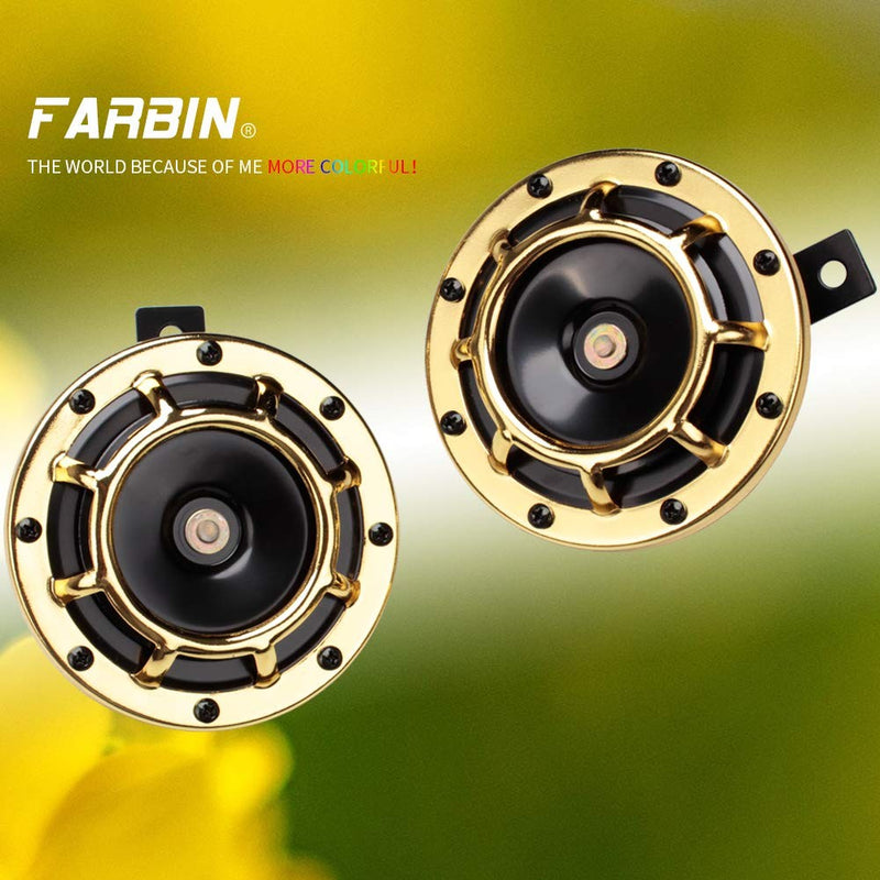 12V Gold Electric Twin Tone Car and Train Horn Kit with High and Low Sounds Magic Cars 1