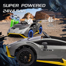 Gray Lamborghini-Style Kids Ride-On Car with 2 Motors and Remote Control for Drifting Fun Magic Cars 2