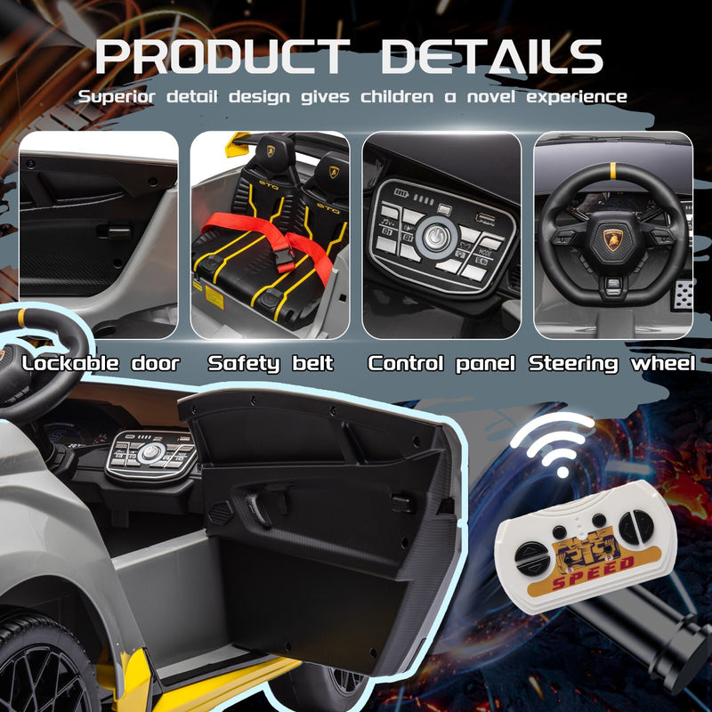 Gray Lamborghini-Style Kids Ride-On Car with 2 Motors and Remote Control for Drifting Fun Magic Cars 3