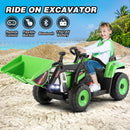 12V Green Electric Ride-On Excavator with Remote Control for Kids Magic Cars 1