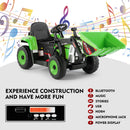 12V Green Electric Ride-On Excavator with Remote Control for Kids Magic Cars 4