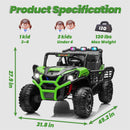 Green 24V Electric UTV Truck for Kids with 3 Speed Options and Remote Control Magic Cars 4