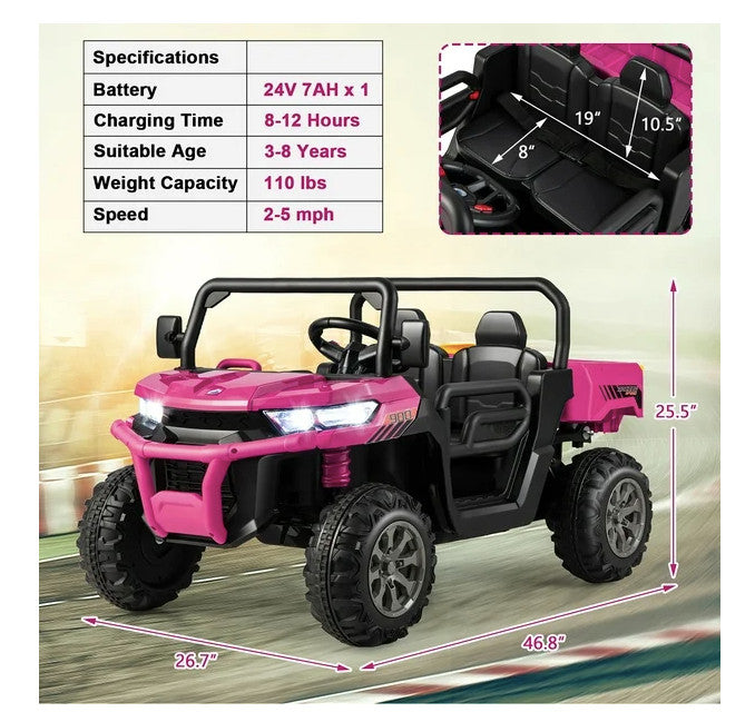 24V Electric Kids Ride-On Dump Truck with Remote Control and 2-Seater Capacity Magic Cars 4