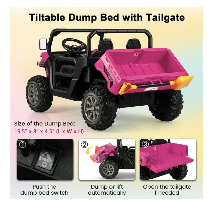 24V Electric Kids Ride-On Dump Truck with Remote Control and 2-Seater Capacity Magic Cars 6