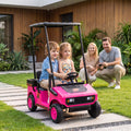 Qaba 24V 2-Seater Kids Golf Cart with Remote Control, Sunshade, and Storage
