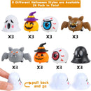 Assorted 24-Pack Halloween Pull Back Cars Featuring Ghosts, Pumpkins, Eyeballs, and Bats for Kids Magic Cars 3
