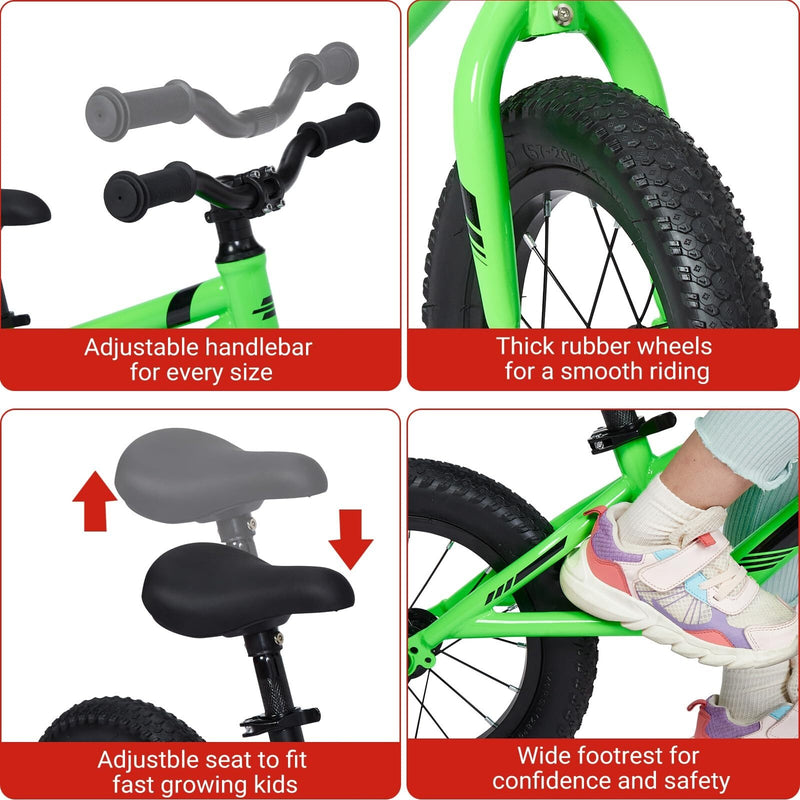 Toddler Balance Bike Carbon Steel Frame for Boys and Girls Ages 1-5 Years Magic Cars 3