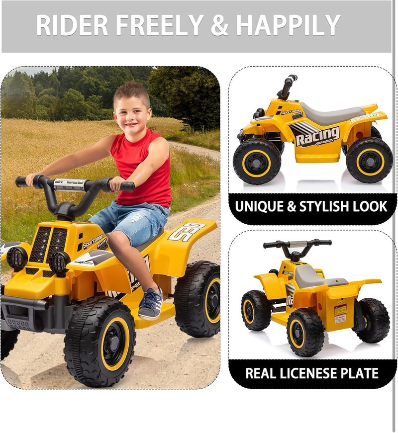 6V Yellow Kids Ride-On 4-Wheeler Quad ATV Toy Car Magic Cars 5