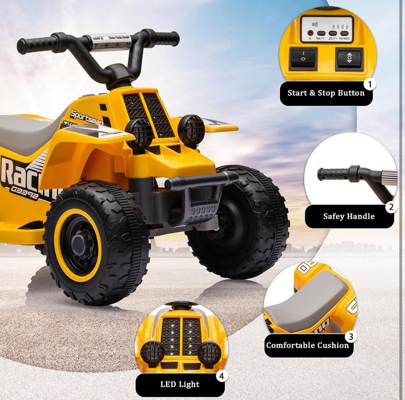 6V Yellow Kids Ride-On 4-Wheeler Quad ATV Toy Car Magic Cars 7