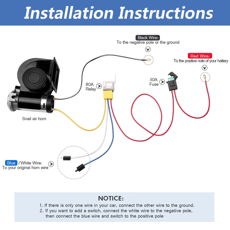 12V Electric Train Air Horn for Trucks, 150dB Loud Snail Horn with Durable Aluminum Alloy Design Magic Cars 4