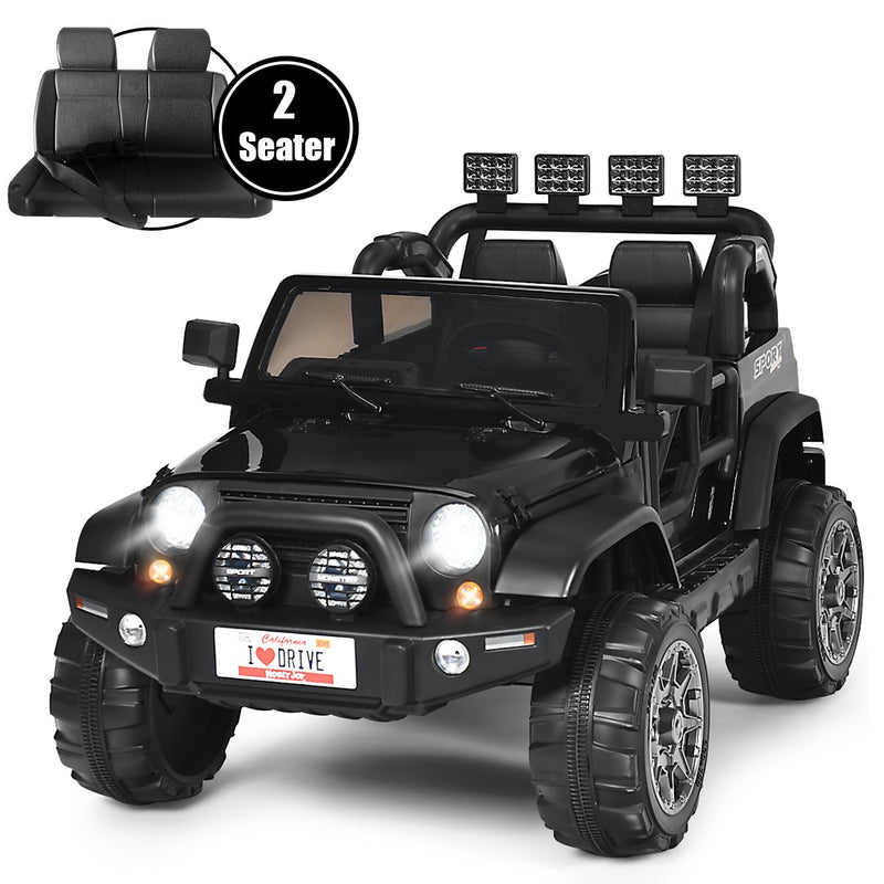 12V Kids Electric Ride-On Truck 2-Seater RC Vehicle with Storage - Black Magic Cars Variant 0