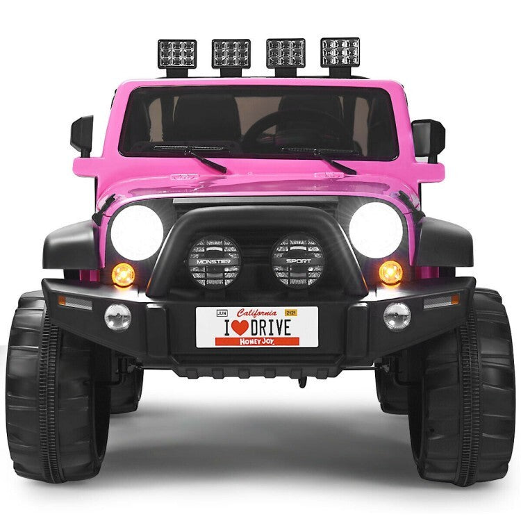 12V Kids Electric Ride-On 2-Seater RC Truck with Storage Pink Magic Cars 5