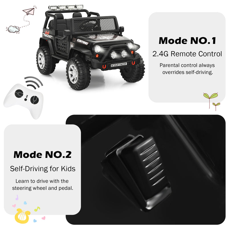 12V Electric Kids Ride-On Truck with Remote Control and Lights Black Magic Cars 7