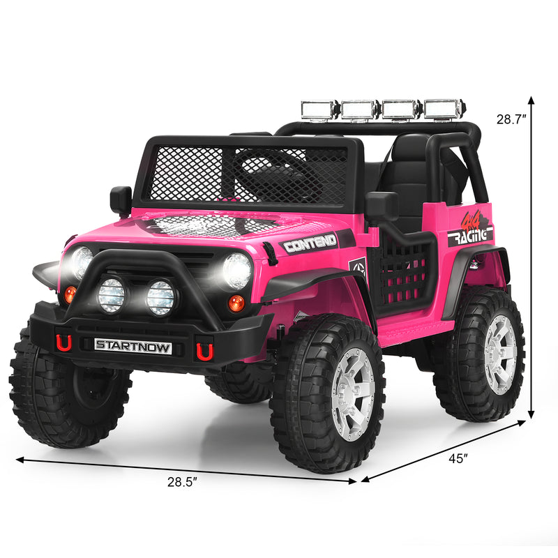 12V Electric Kids Ride-On Truck with Remote Control and Lights Pink Magic Cars 1