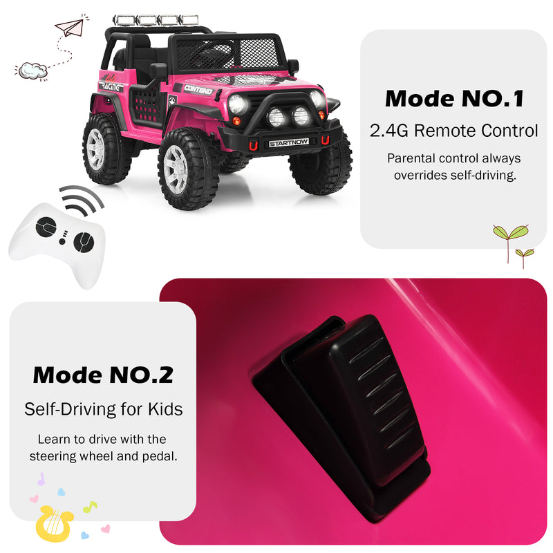 12V Electric Kids Ride-On Truck with Remote Control and Lights Pink Magic Cars 8